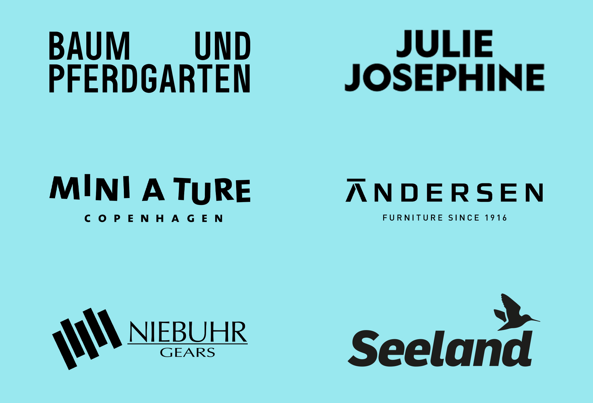 different company logos displayed on a blue background